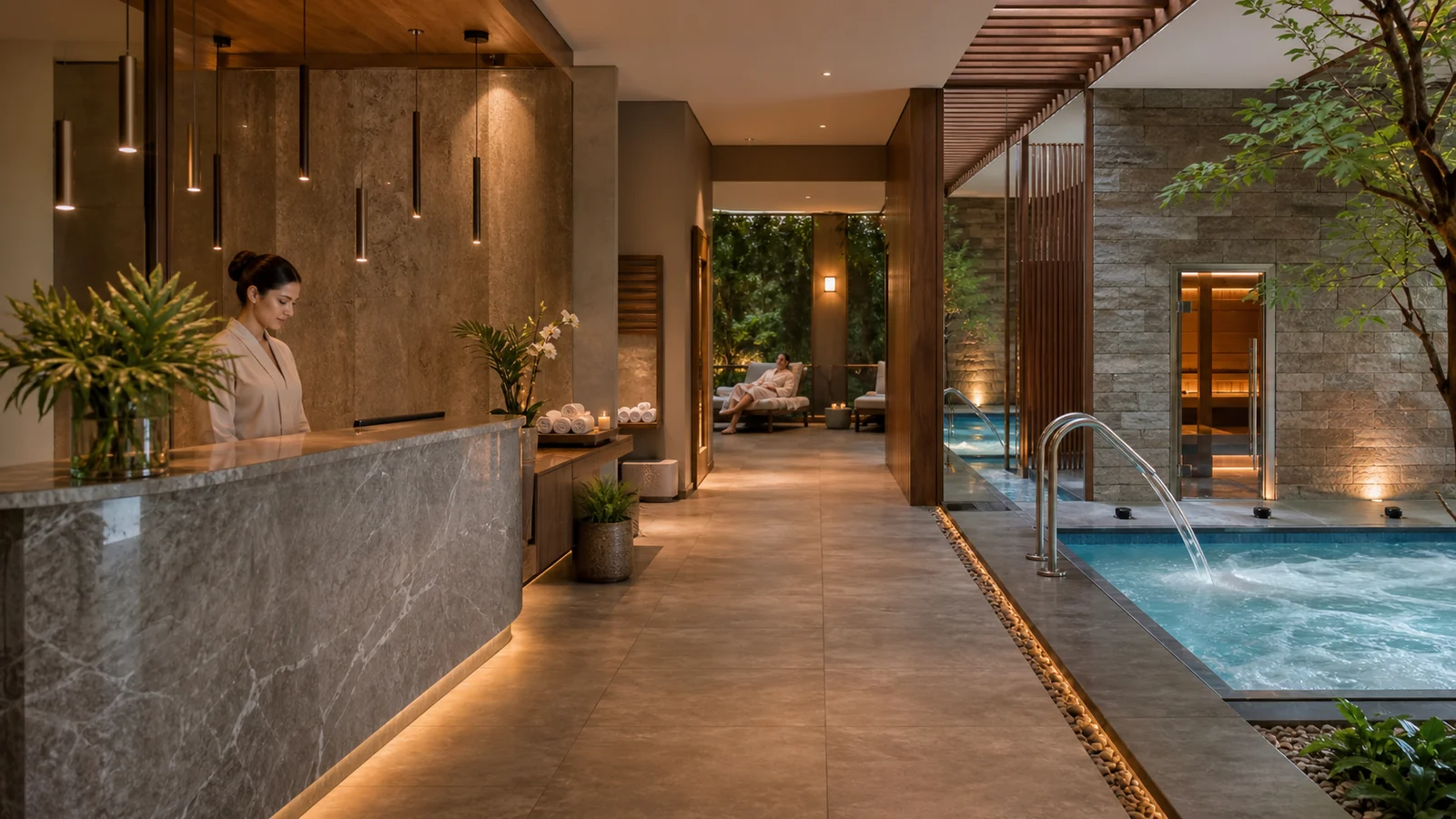 Como projetar um spa comercial completo: água, calor, frio e ambientes de recuperação