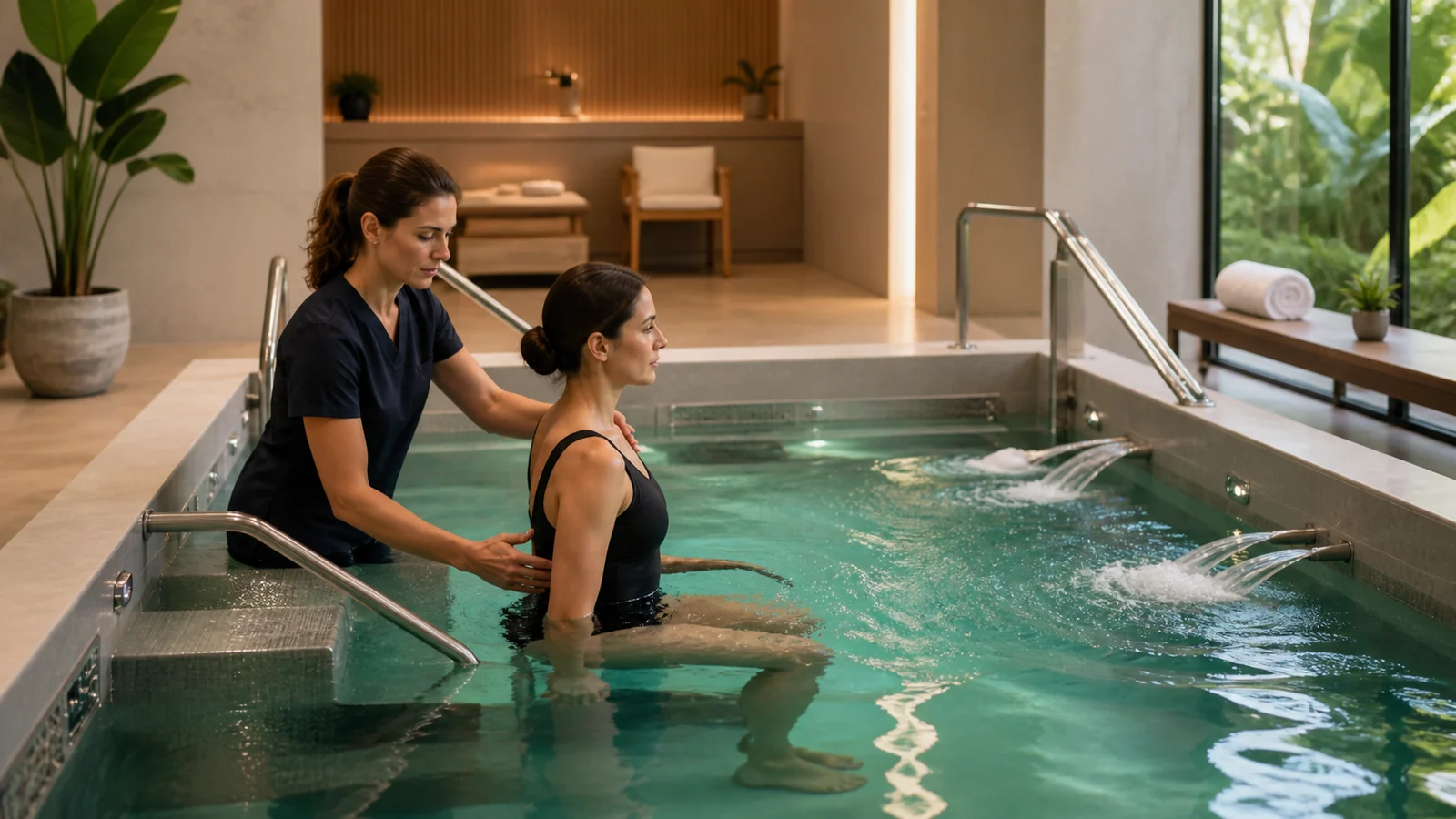 Piscinas de hidroterapia para spas e centros de wellness